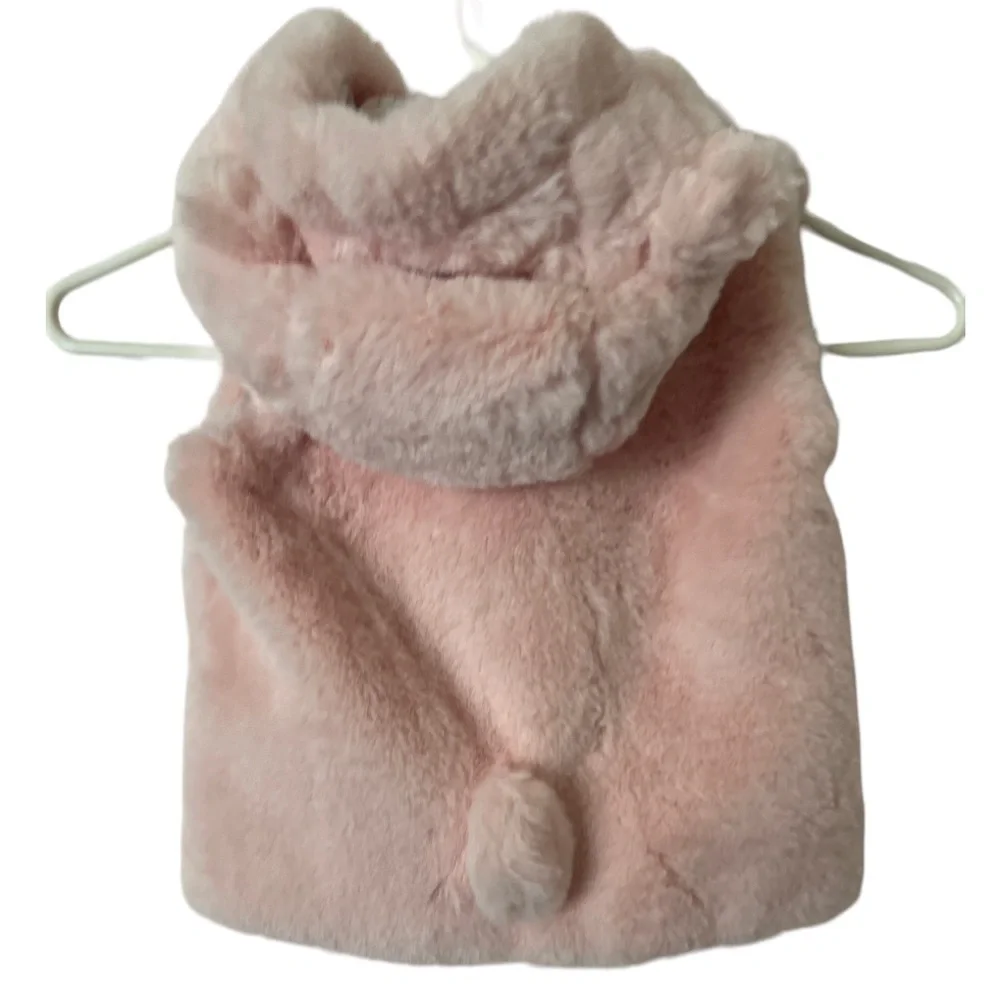 Catherine Malandrino Mini Pink Girls Faux Fur Bear Ears Bunny Tail Vest size 18M